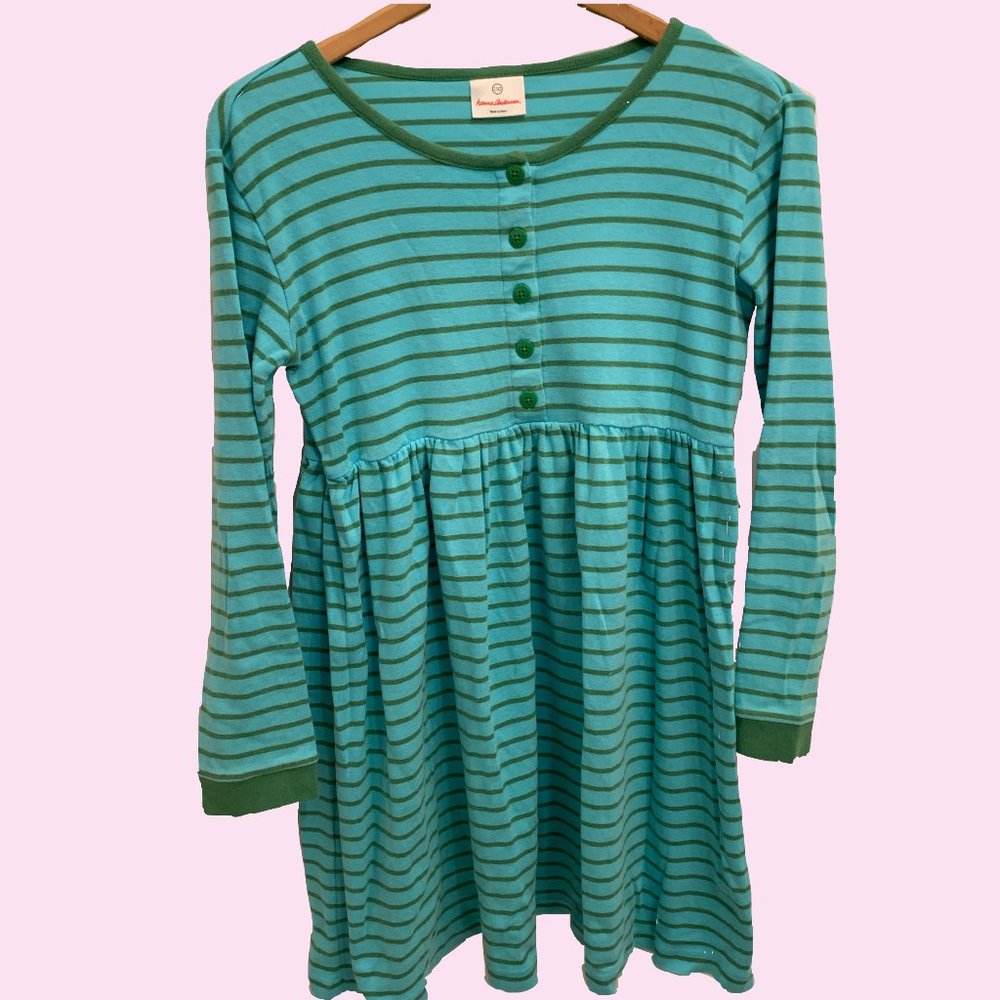 Hanna Andersson Dress Blue and Green Stripped